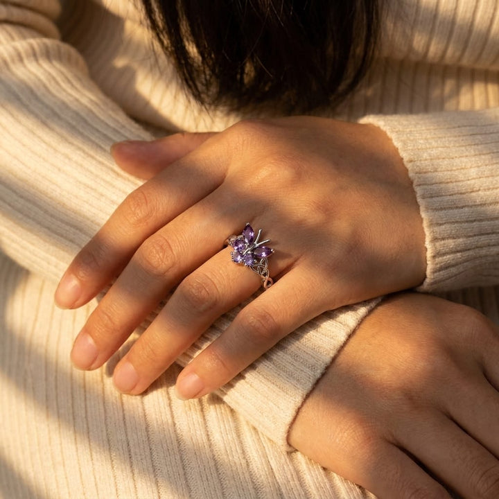 Amethyst Butterfly Ring