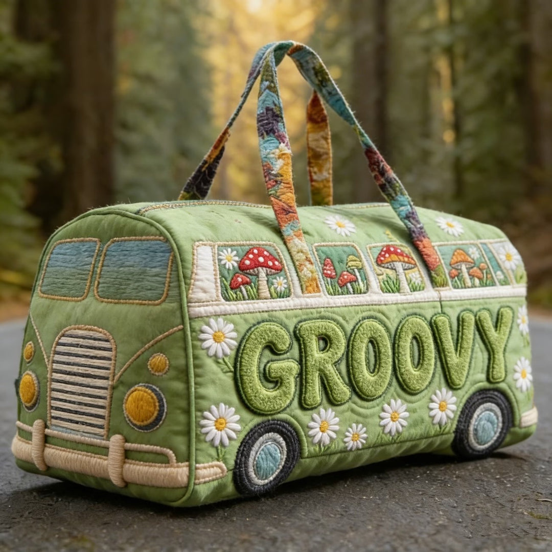 Mushroom Daisy Quilted Duffel Bag