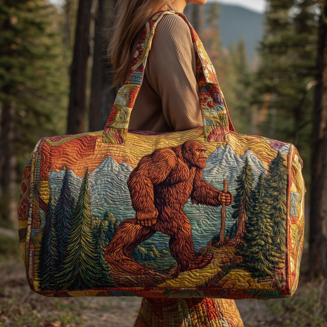 Bigfoot Hiking Mountain Forest Quilted Duffel Bag