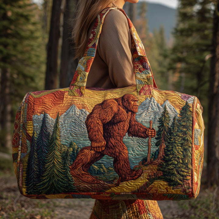 Bigfoot Hiking Mountain Forest Quilted Duffel Bag