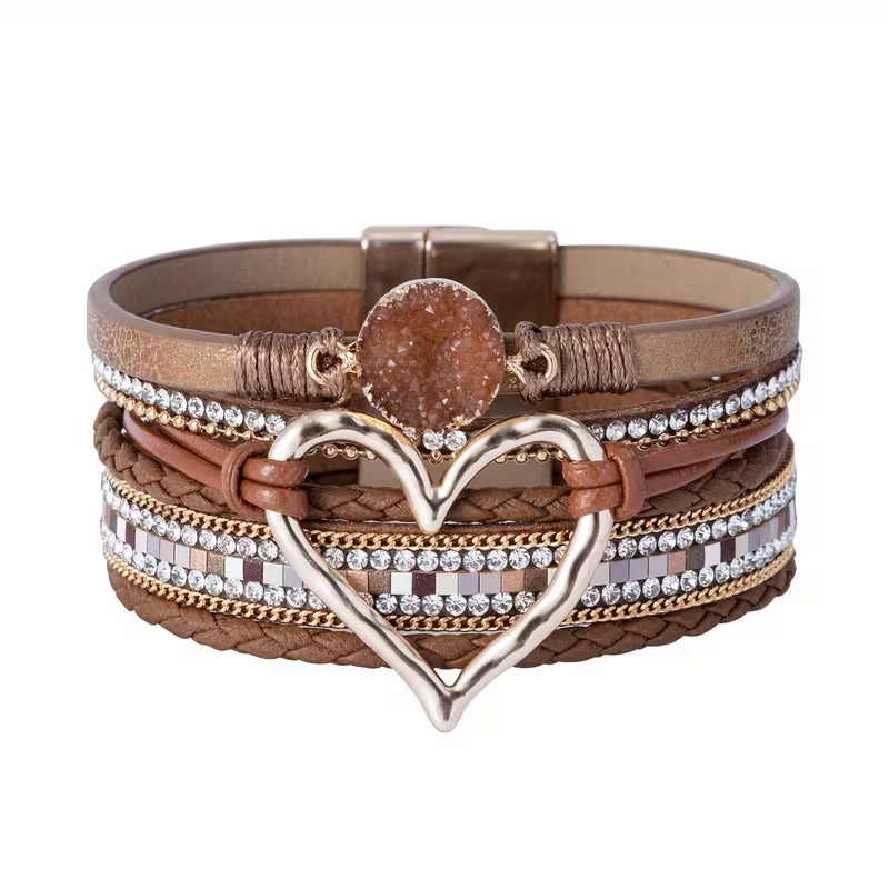 Boho Multi-Layer Gold Heart Bracelet