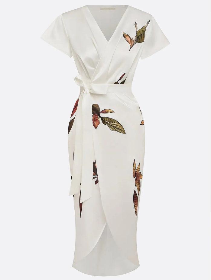 Women’s Dress | Printed Wrap Tie Waist