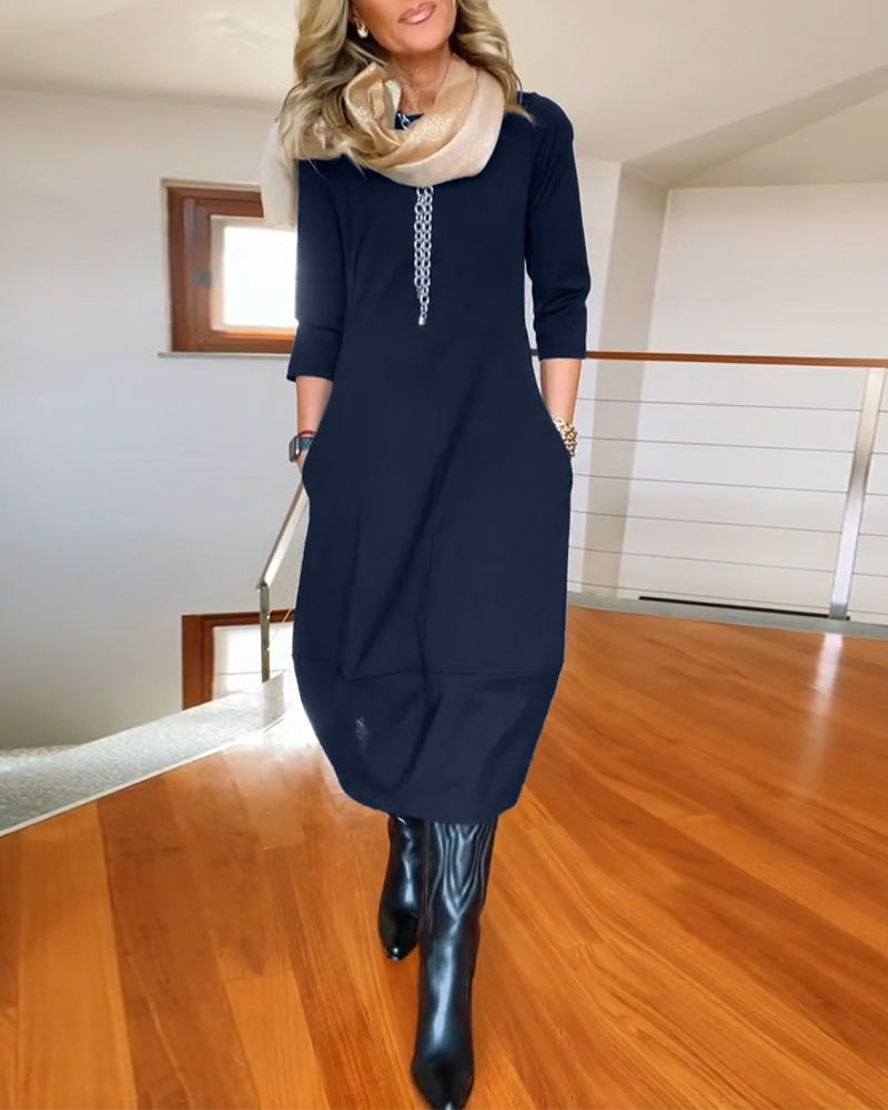 Women's Dress | Round Neck Midi