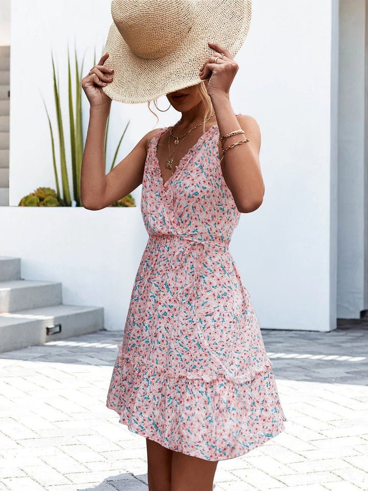 Summer Sexy Dress with Ruffles and V-Neck for Women