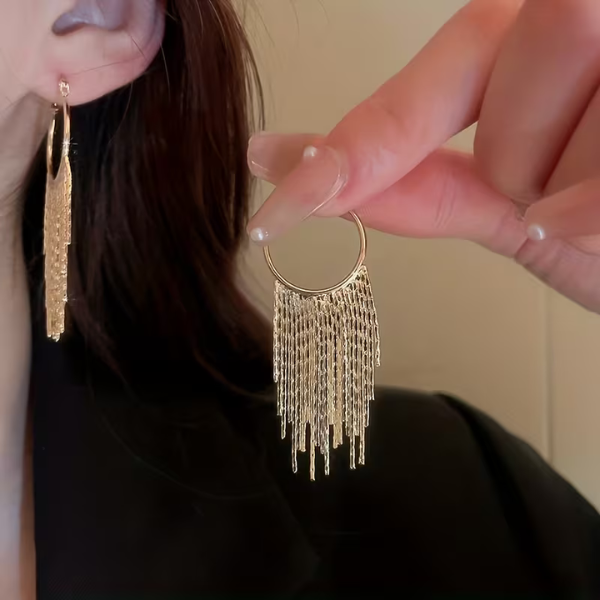 Elegant Tassel and Sparkle Chain Drop Earrings