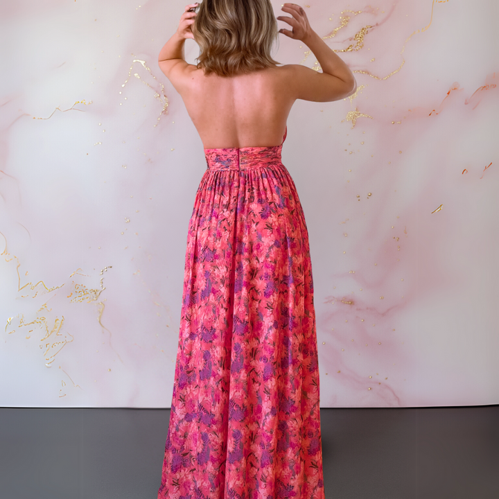 Women's Dress | Halter Neck Front Slit Maxi