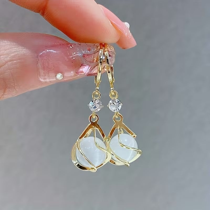 Elegant Tassel and Stone Drop Earrings