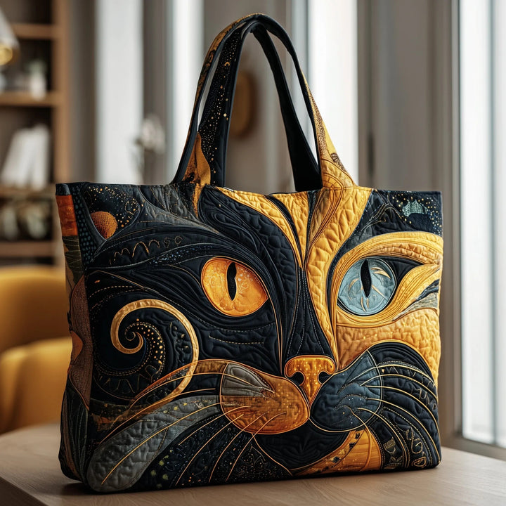 Cat Face Quilted Tote Bag