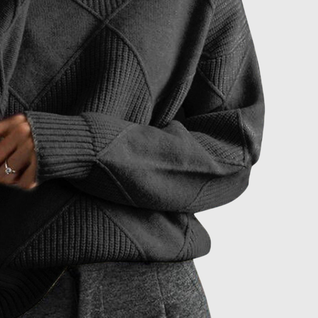 Angela - Modern Geometric Turtleneck Sweater