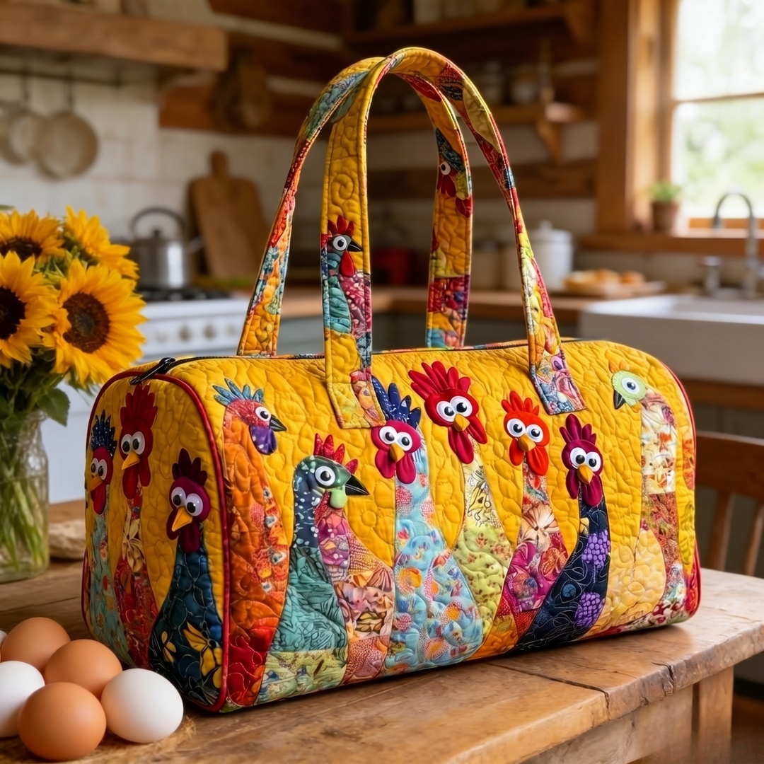Chicken Print Quilted Duffel Bag