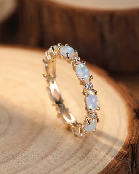 Vintage Gold Opal Eternity Ring