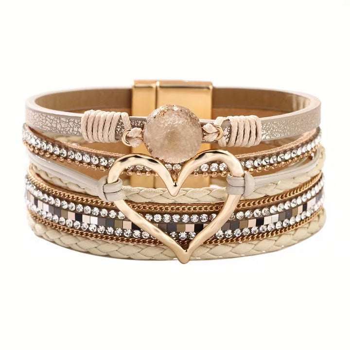 Boho Multi-Layer Gold Heart Bracelet