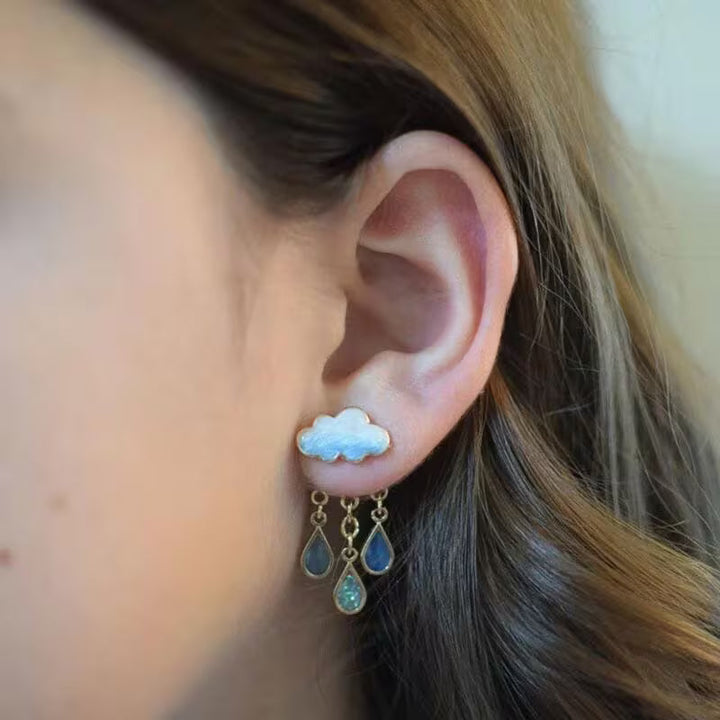 Elegant Cloud Drop Earrings with Tassels