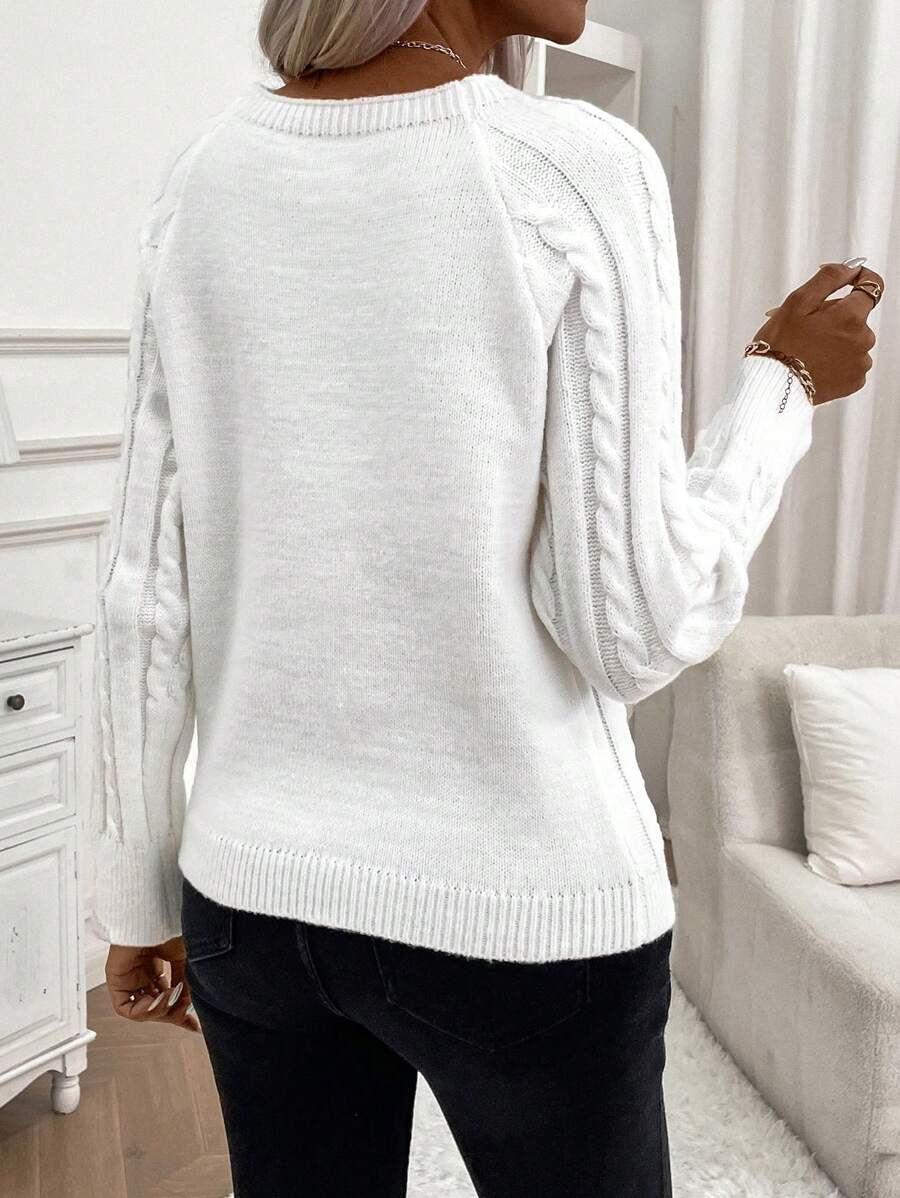 Clara – Button-Detail Cable-Knit Jumper