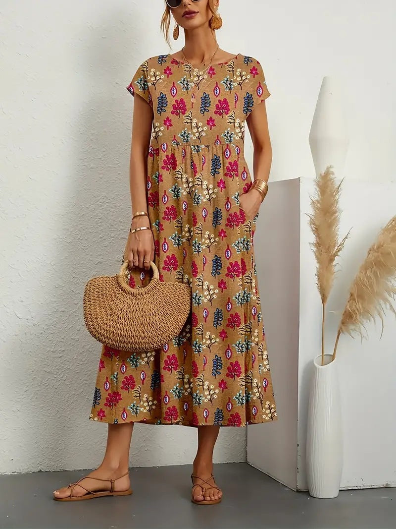 Women’s Dress | Short Sleeve Printed Midi