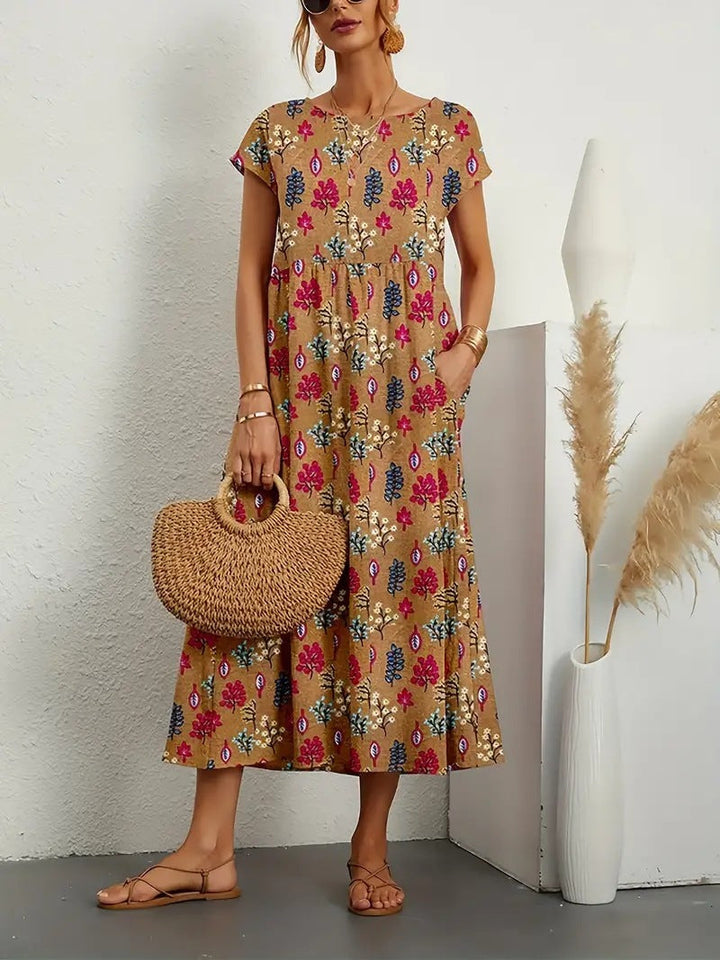 Women’s Dress | Short Sleeve Printed Midi