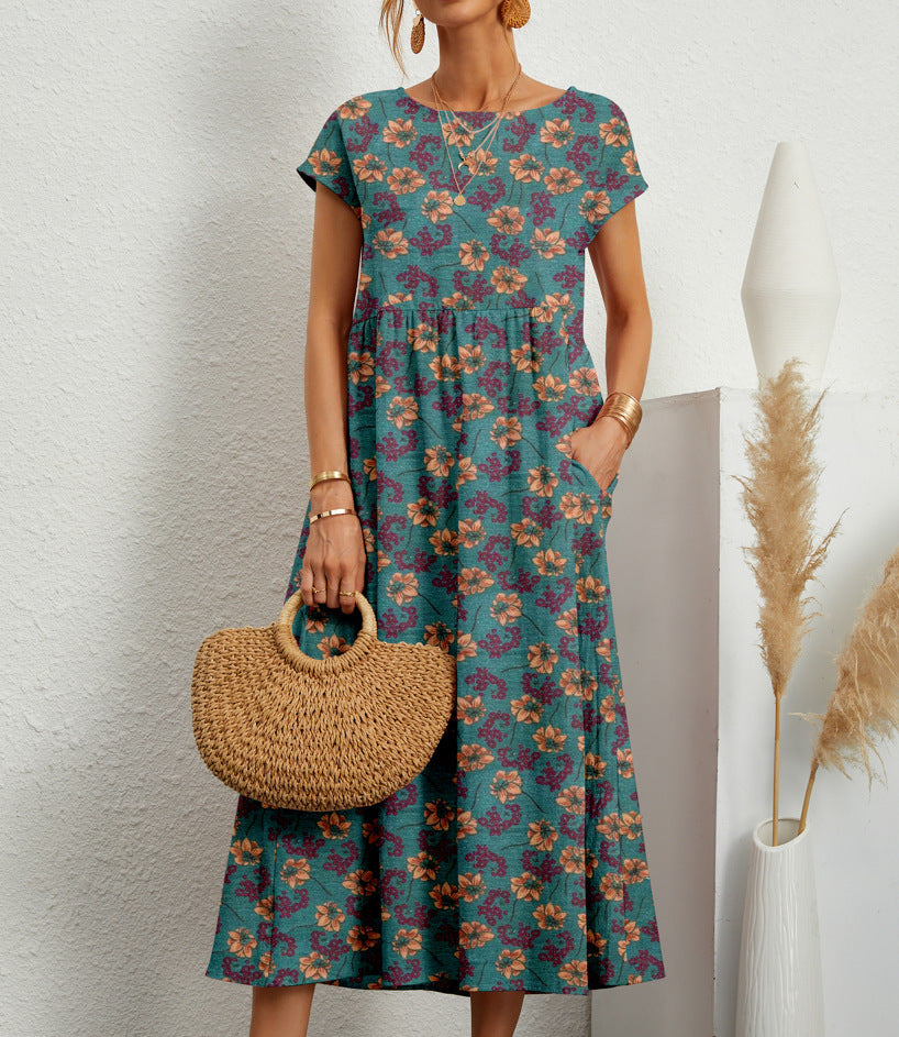 Women’s Dress | Short Sleeve Printed Midi
