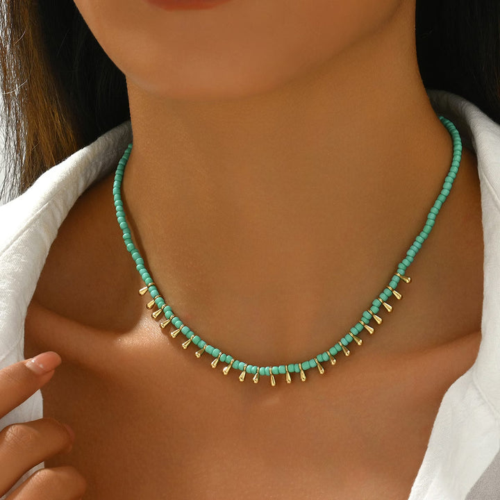 Minimal Turquoise and Gold Necklace