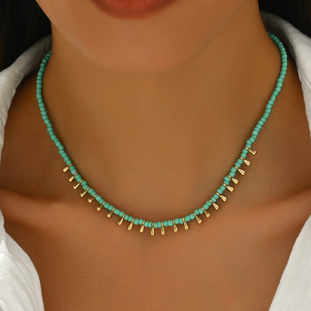 Minimal Turquoise and Gold Necklace