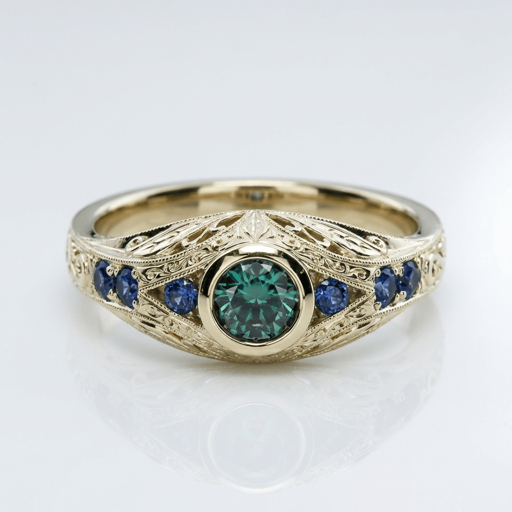 GOLD OPAL SAPPHIRE VINTAGE RING