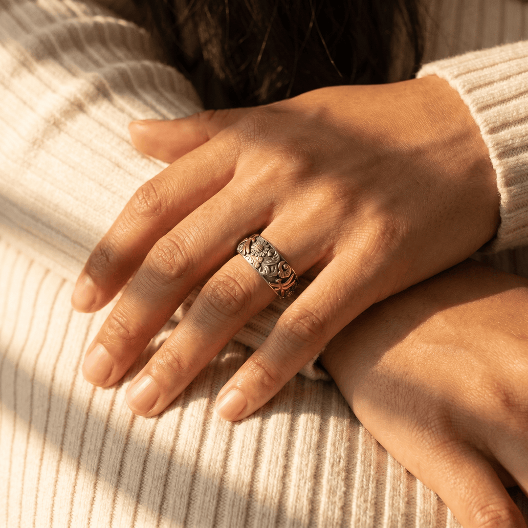 Dragonfly Sunflower Ring