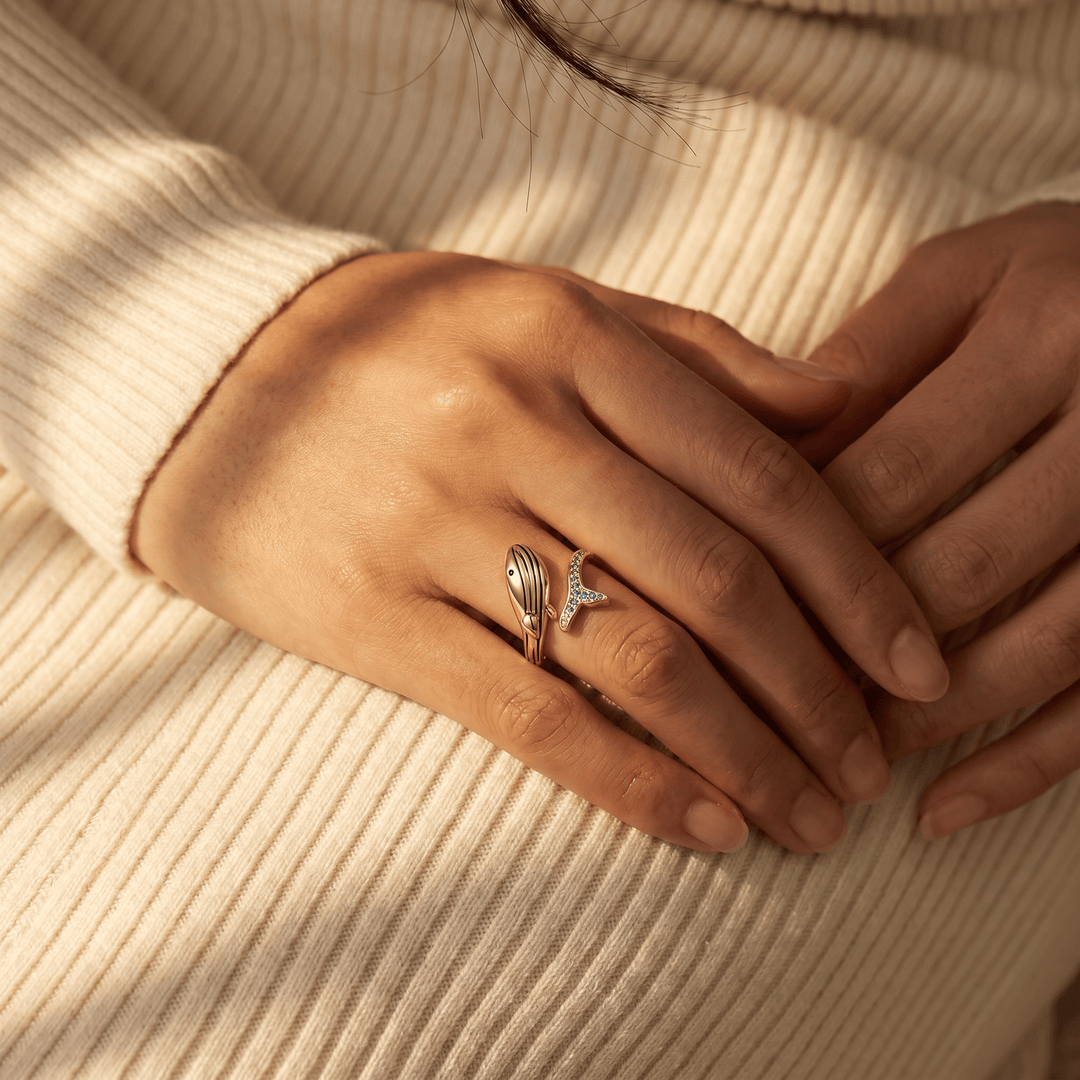 Sapphire Whale Ring - (ADJUSTABLE)