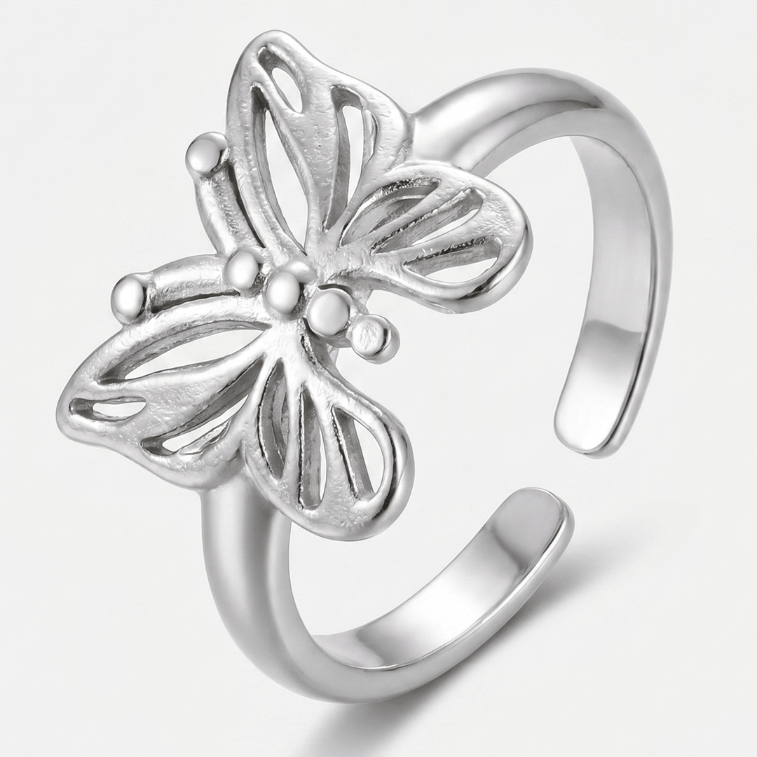 Antique Gold and Silver Butterfly Ring - (ADJUSTABLE)