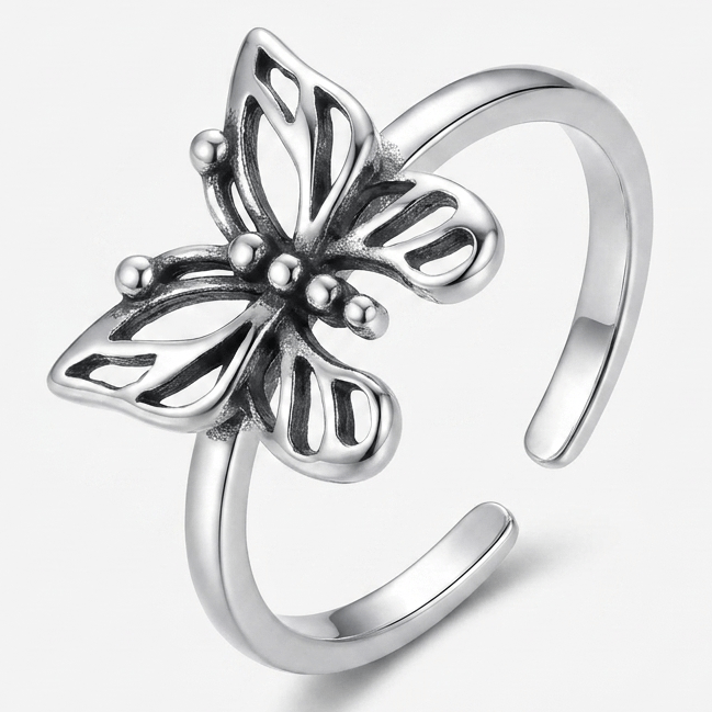 Vintage Silver Butterfly Ring - (ADJUSTABLE)
