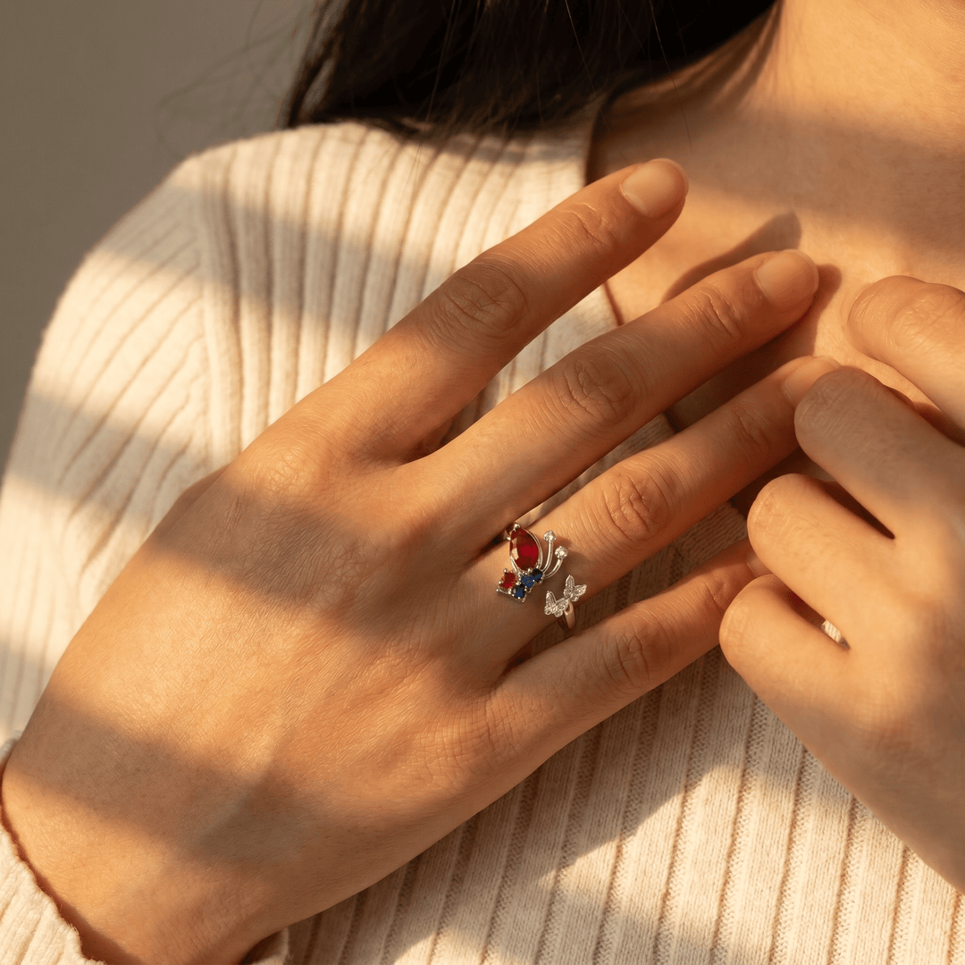 Ruby Wings Butterfly Ring - (ADJUSTABLE)