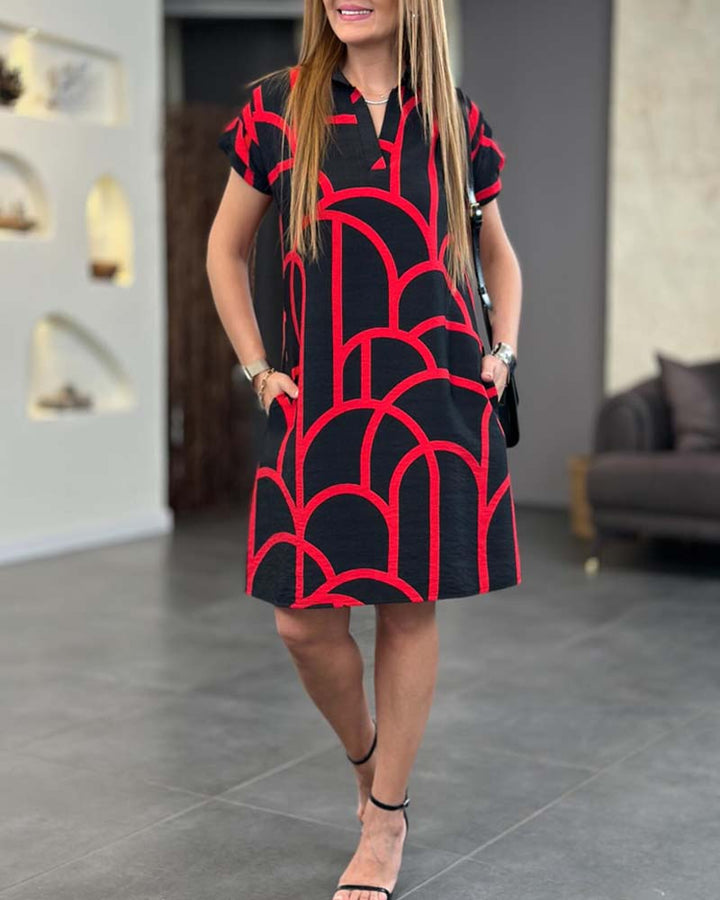 Women's Dress | V-shaped Small Collar Neckline