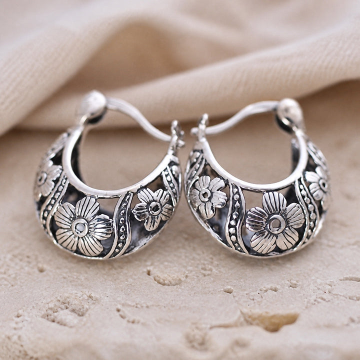 Unique Flower Hoop Earrings