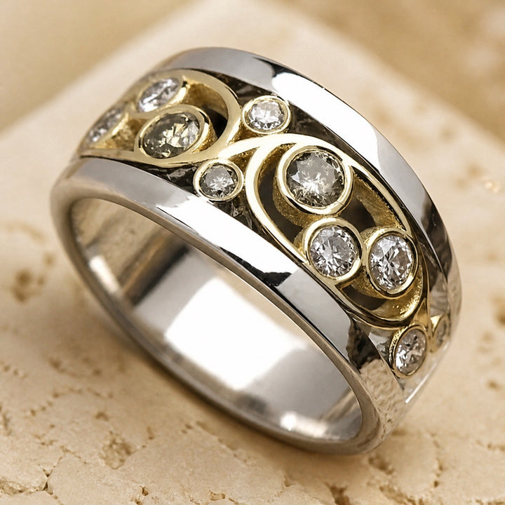 Boho Two Tone Zirconia Ring