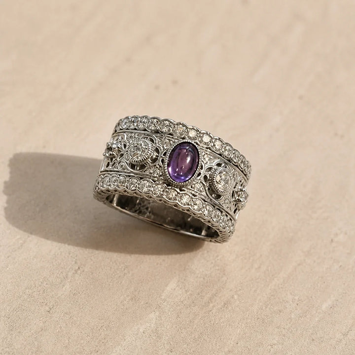 Retro Wide Zirconia Ring