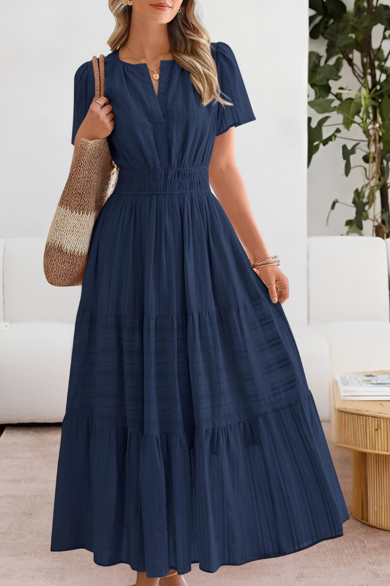 Women’s Summer Dress | Short Sleeve Tiered Midi Maxi