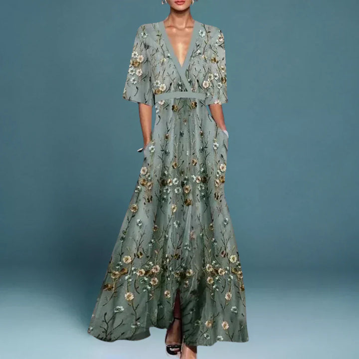 Women's Floral Print Maxi Dress - Casual Long Dress