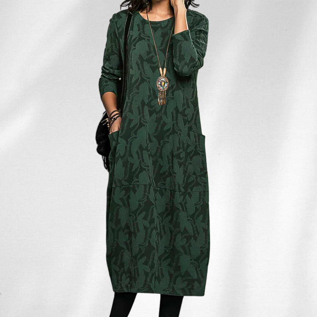 Women's Winter Dress | Pocket Detail Long Sleeve Midi