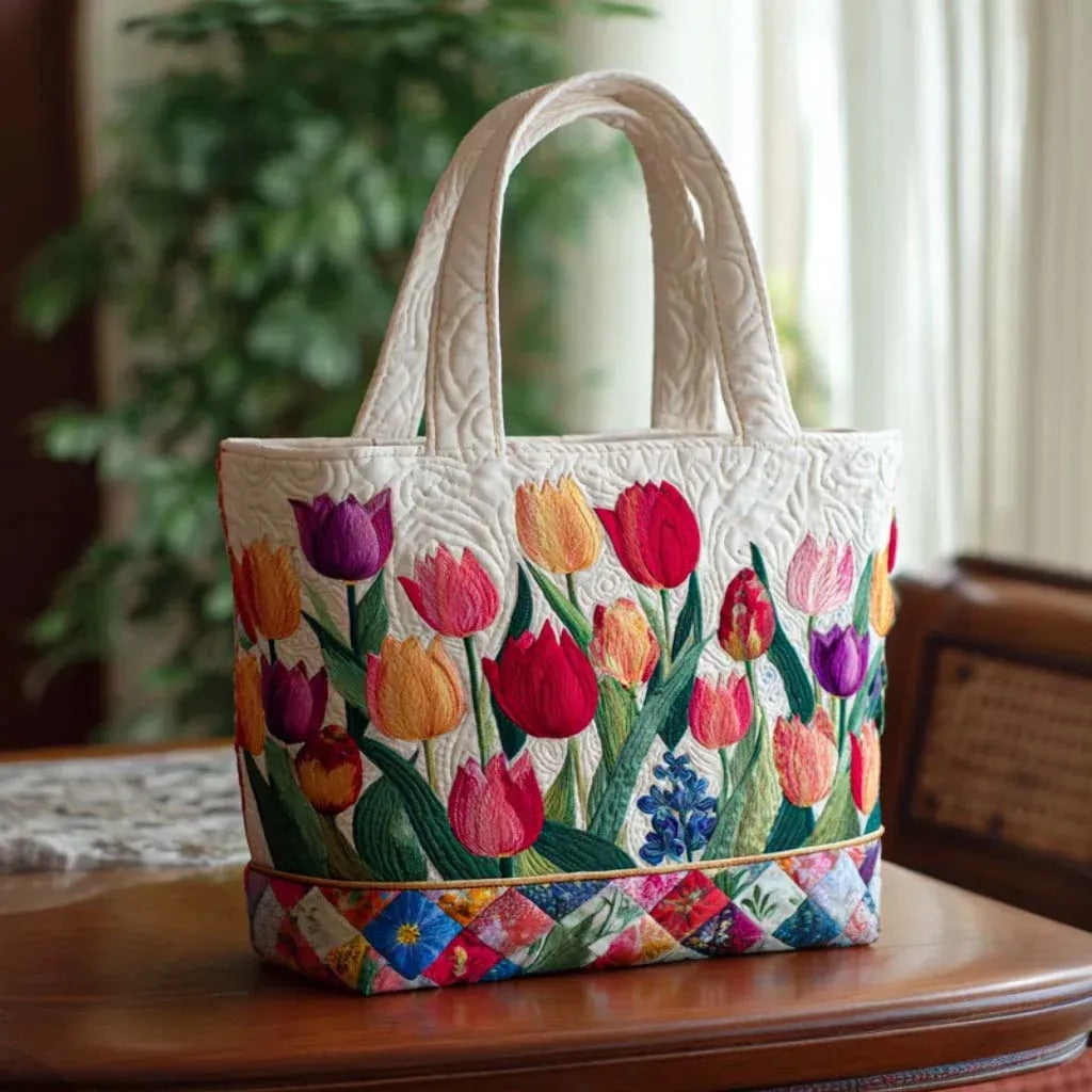 Tulip Artistic Quilted Tote Bag