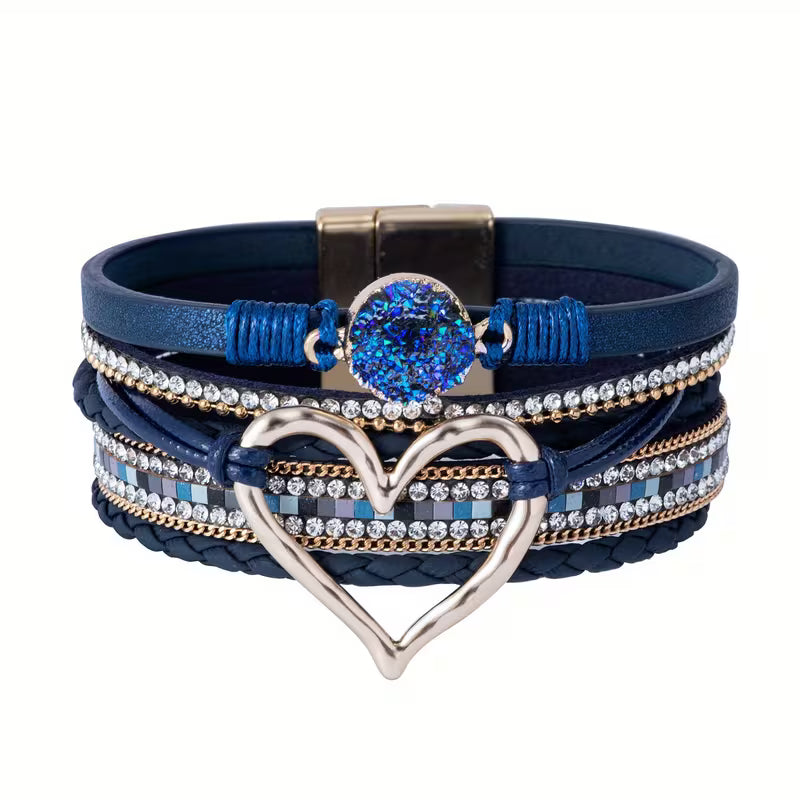 Boho Multi-Layer Gold Heart Bracelet