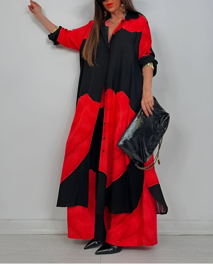 Women's Outfit Set | Wide Leg Collared Button Shirt