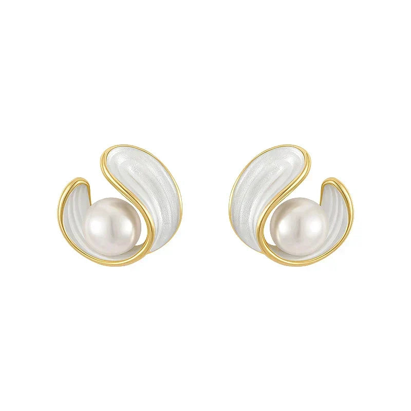Luxury White Opal Earrings with Pearls in Gold
