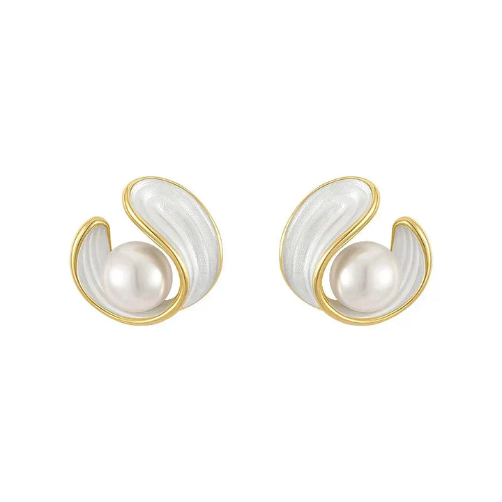Luxury White Opal Earrings with Pearls in Gold