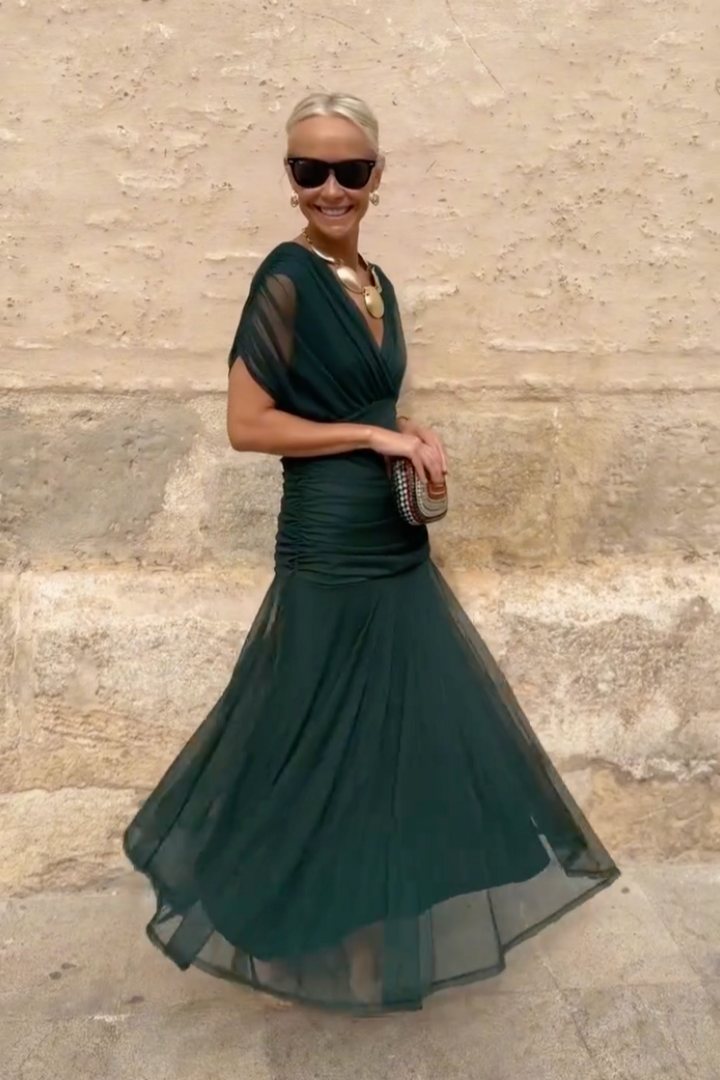 Women’s Dress | V-Neck Maxi Short Sleeve