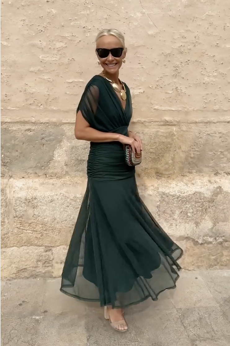 Women’s Dress | V-Neck Maxi Short Sleeve