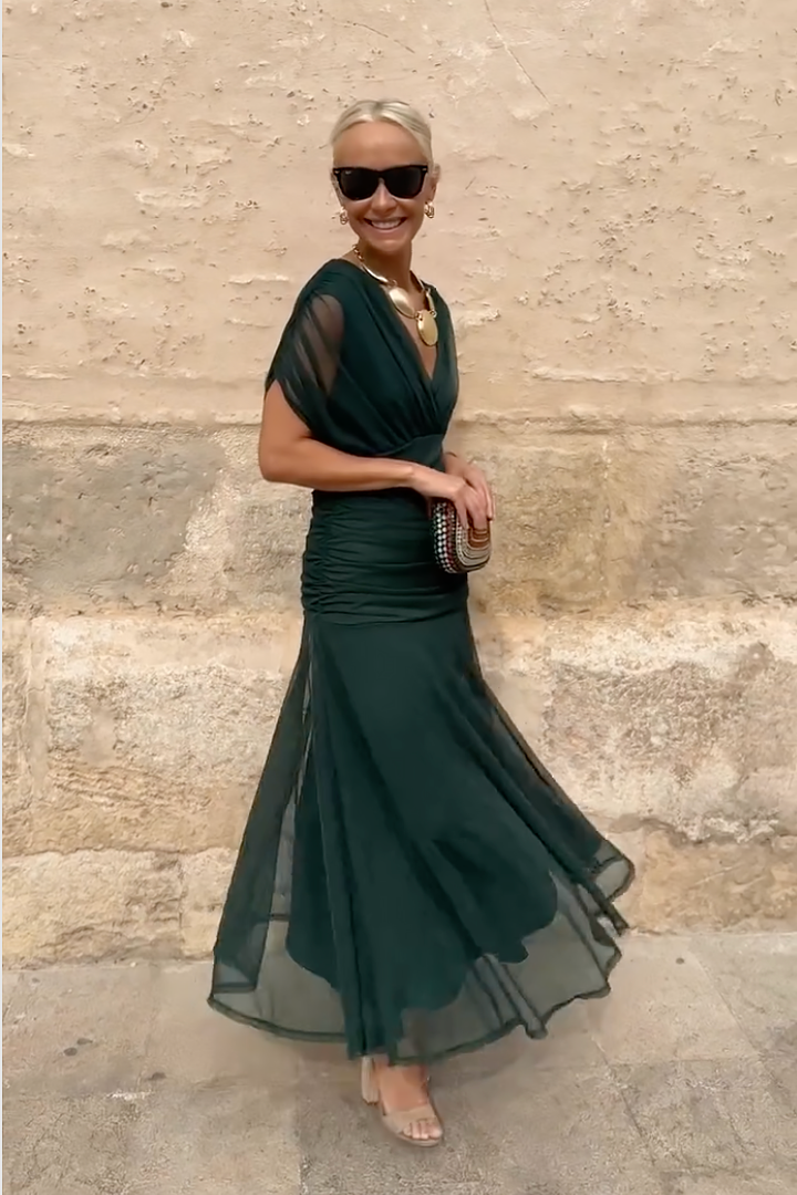 Women’s Dress | V-Neck Maxi Short Sleeve
