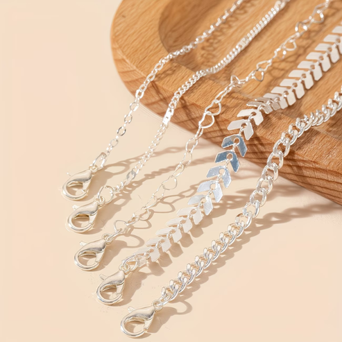 Set of 5 Elegant Minimalist Ankle Bracelets