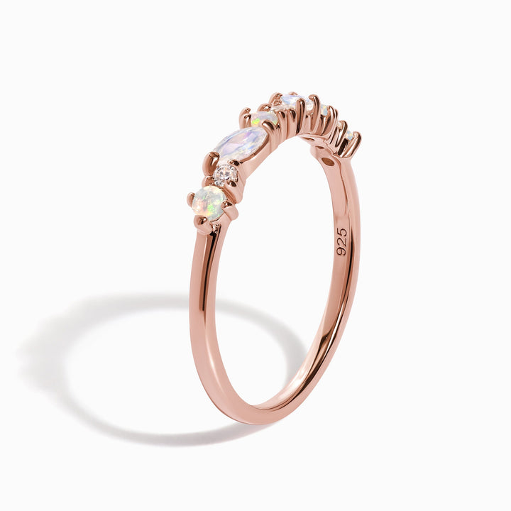 Moonstone and Opal Halo Ring