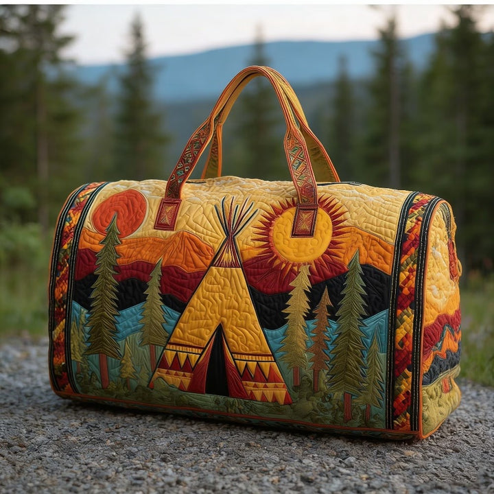 Native Mountain Sunset Quilted Duffel Bag