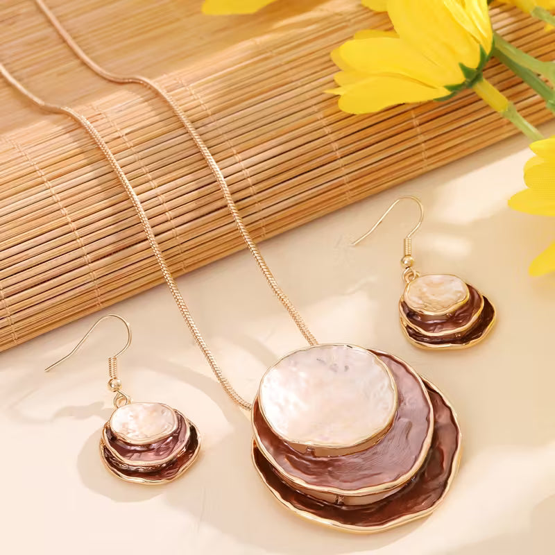 Boho Enamel Necklace and Earring Set