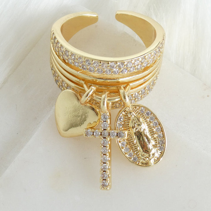 Crystal Cross & Mary Ring