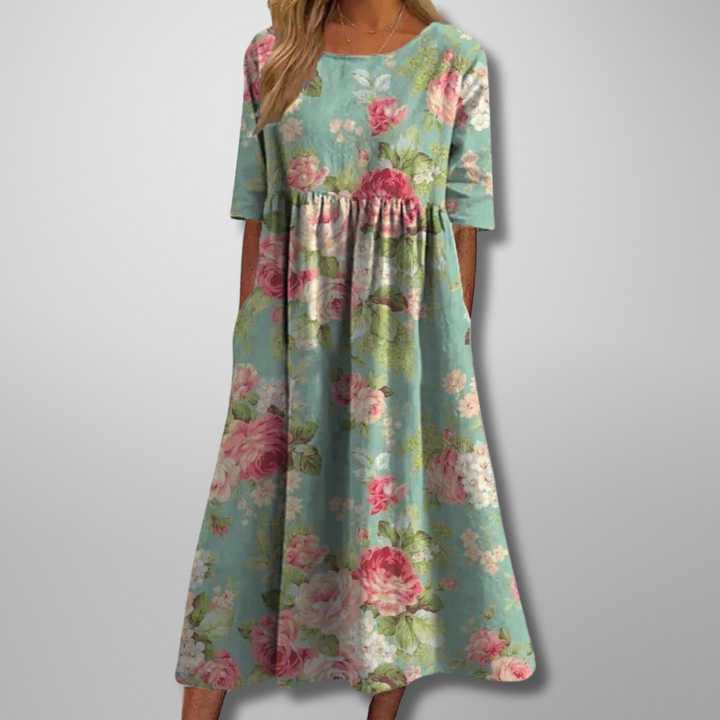 Women's Dress | Short Sleeve Loose Fit Midi